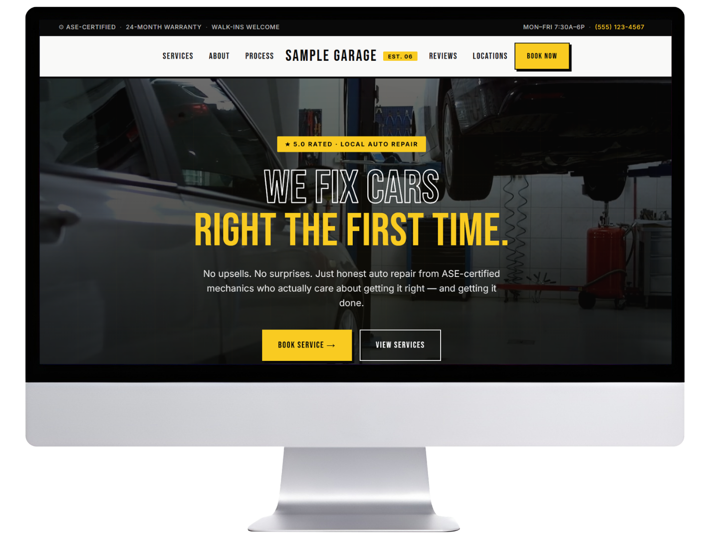 Style Two sample auto repair website